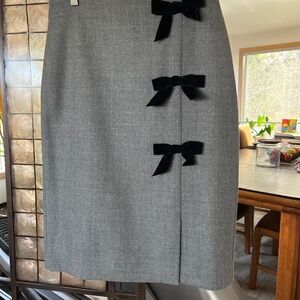 J. Crew Charcoal Midi Skirt with Velvet Bows